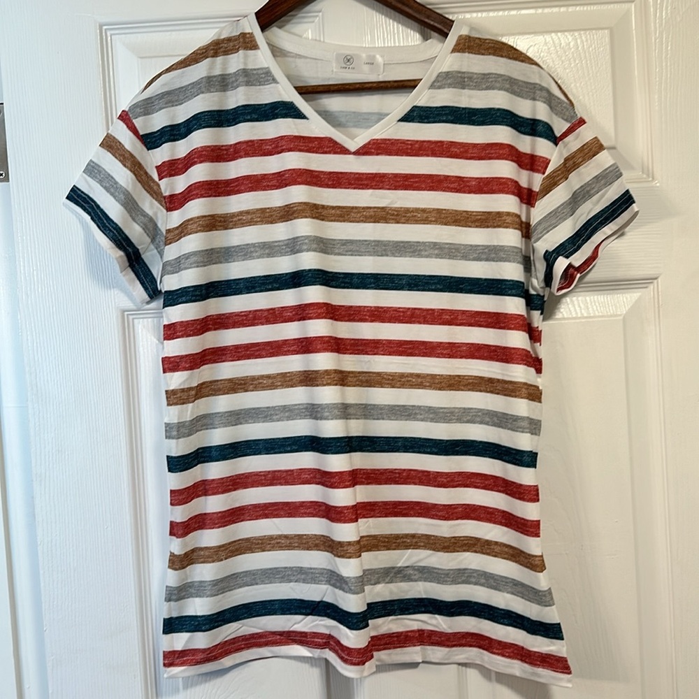Liam & Co. Striped Short Sleeve Multi colored Shirt